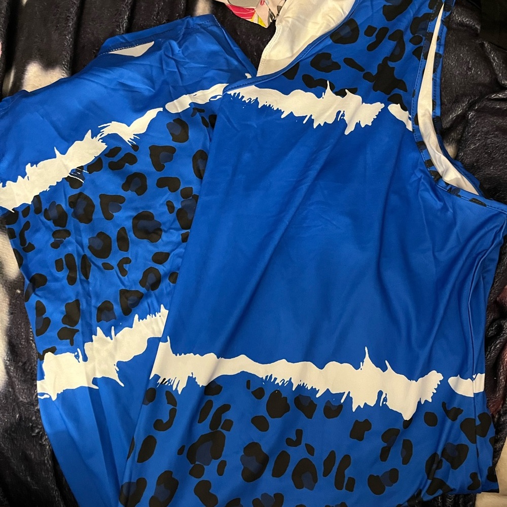 Bold Blue Leopard Print Dress